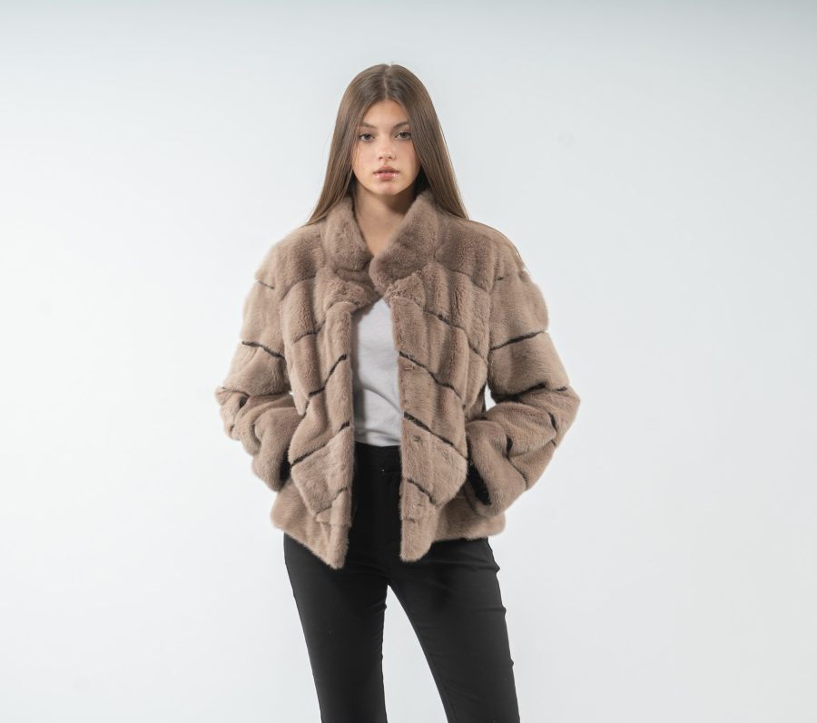 Diagonal Layer Mink Fur Jacket