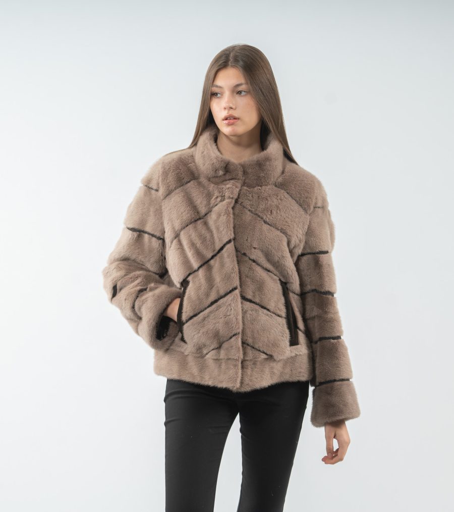 Diagonal Layer Mink Fur Jacket