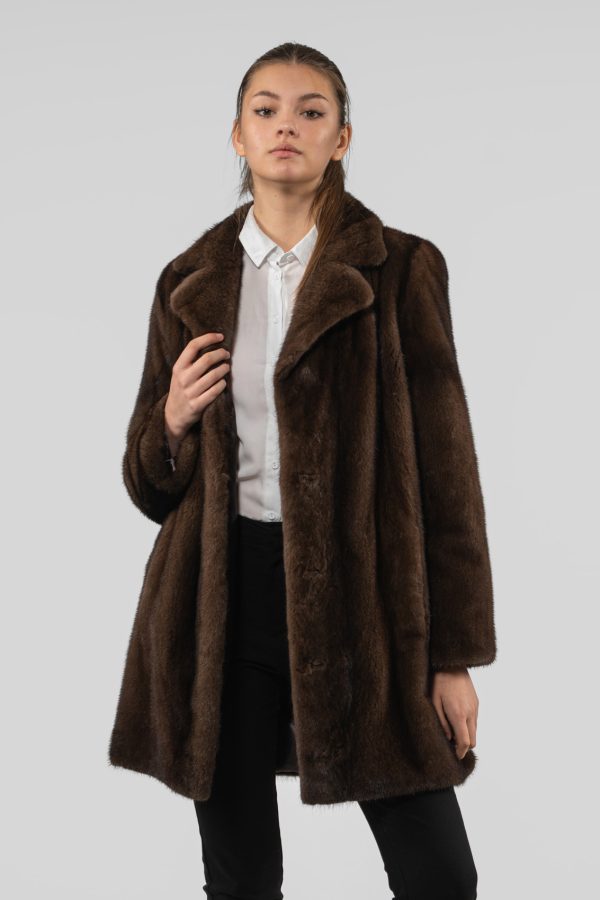 Brown Long Mink Fur Jacket