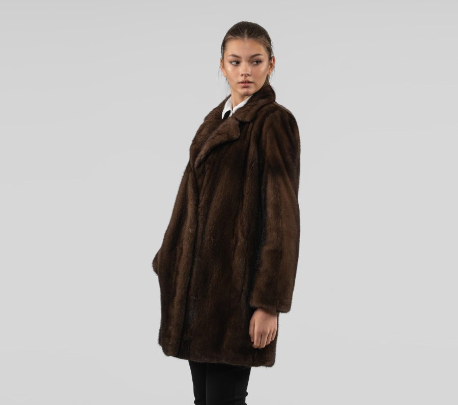 Brown Long Mink Fur Jacket - 100% Real Fur Coats