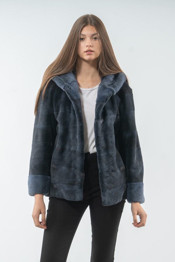 Sheared Blue Mink Fur Jacket