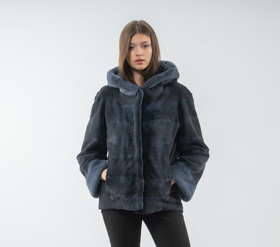 Sheared Blue Mink Fur Jacket