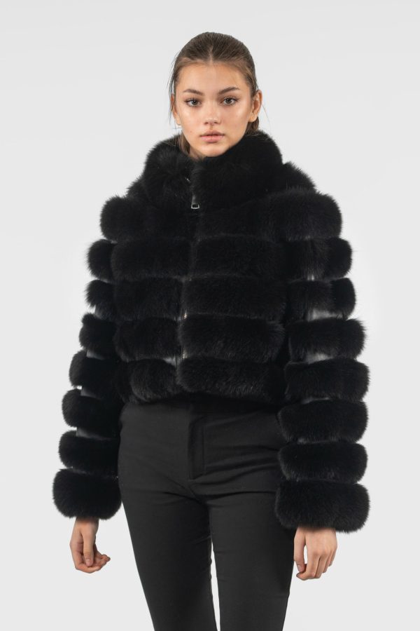 Black Fluffy Fox Fur Jacket