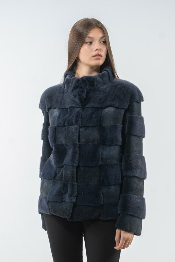 Sheared Navy Blue Mink Fur Jacket