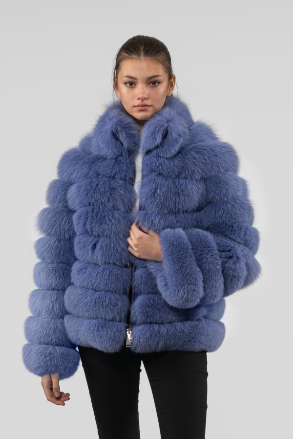 Blue Violet Fox Fur Jacket
