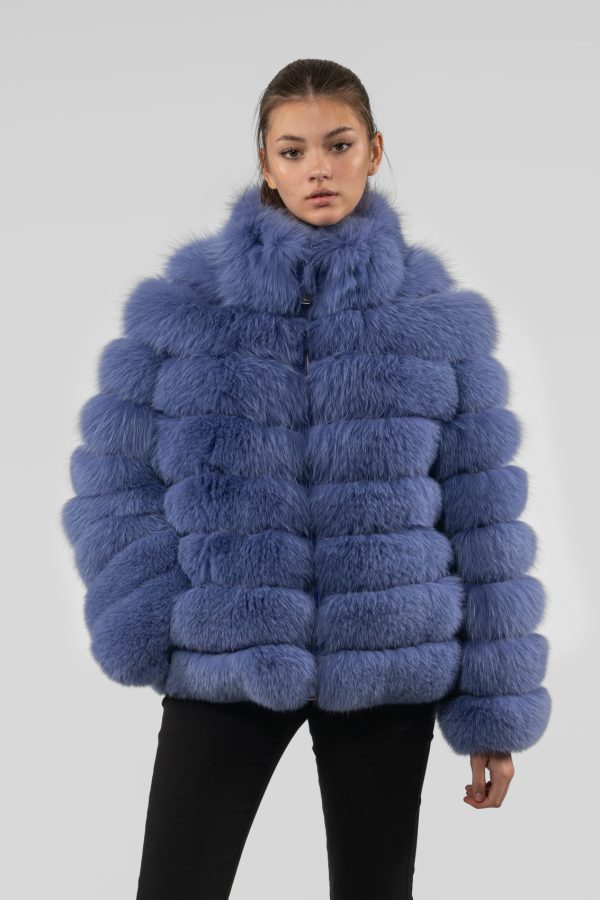 Blue Violet Fox Fur Jacket
