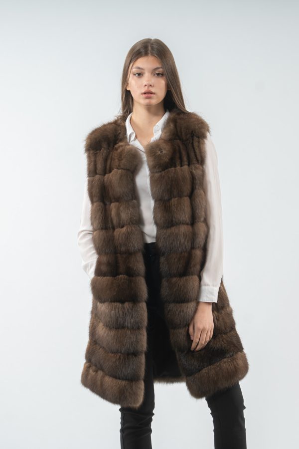 Collarless Sable Fur Vest