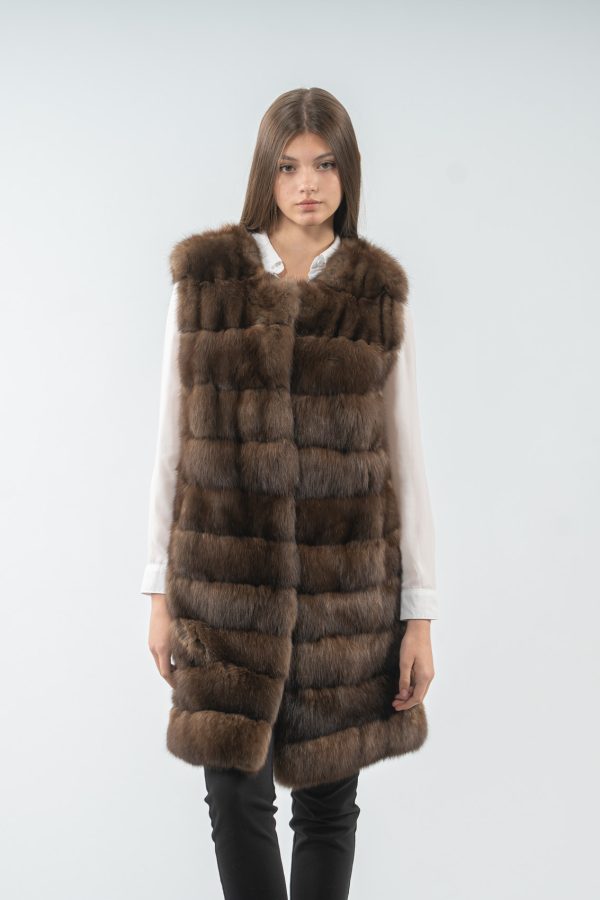Collarless Sable Fur Vest
