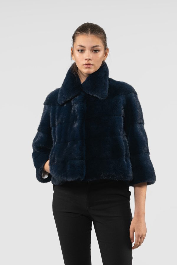 Short Blue Mink Fur Jacket