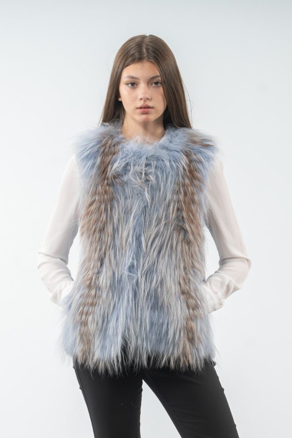 Light Blue Fox Fur Vest