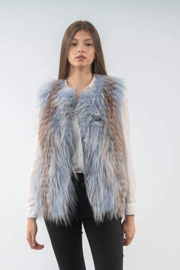 Light Blue Fox Fur Vest