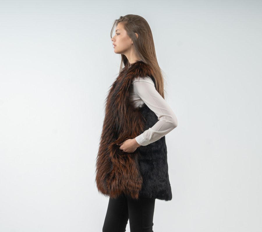 Brown Fox And Rabbit Fur Vest