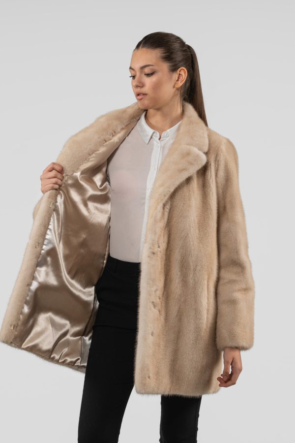 Palomino Mink Fur Jacket With Leather Belt
