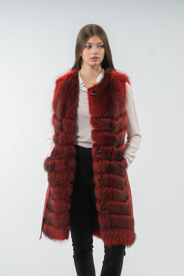 Red Fox Fur Vest With Belt