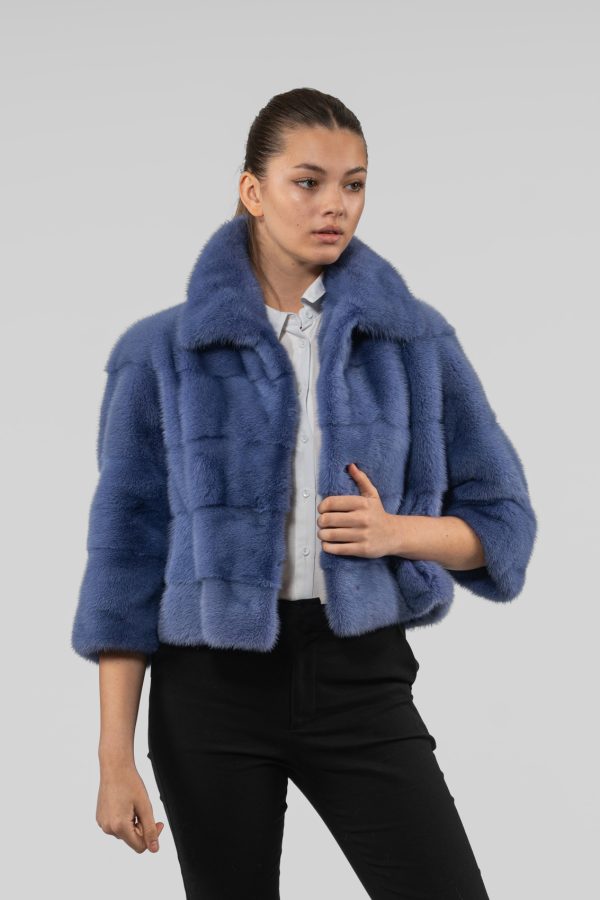 Levander Blue Short Mink Fur Jacket