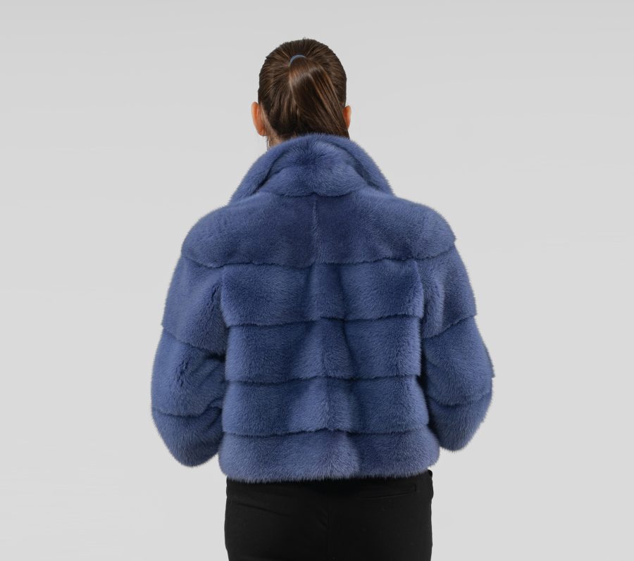 Levander Blue Short Mink Fur Jacket