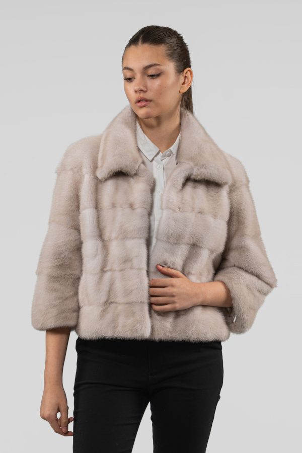 Horizontal Layer Pearl Mink Fur Jacket