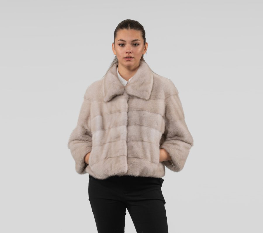 Horizontal Layer Pearl Mink Fur Jacket