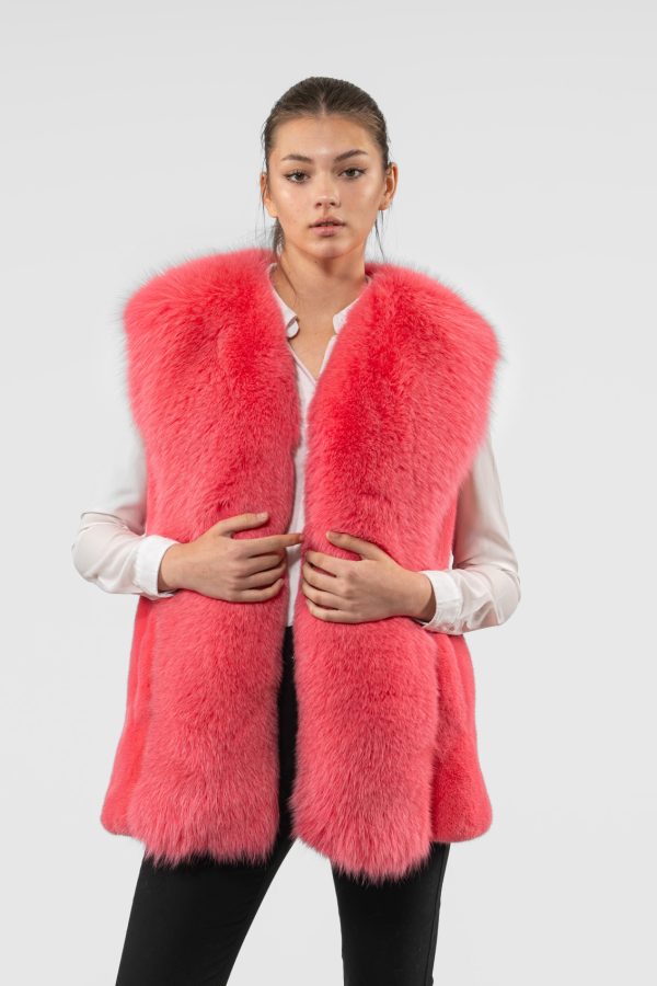 Pink Mink And Fox Fur Vest