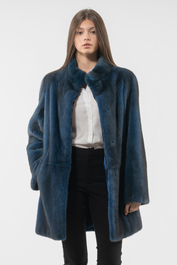 Full Pelt Blue Mink Fur Jacket