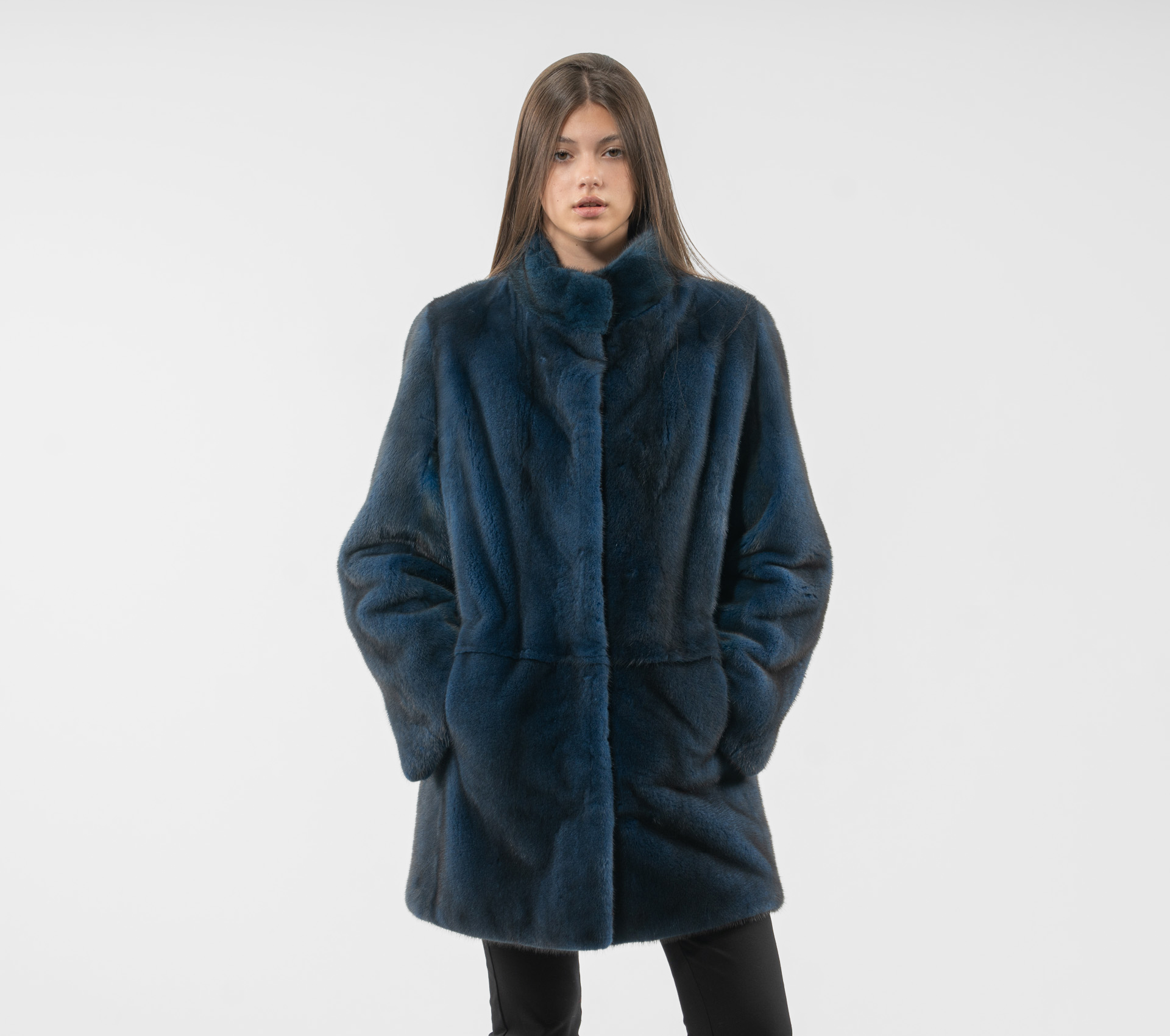 Full Pelt Blue Mink Fur Jacket - 100% Real Fur