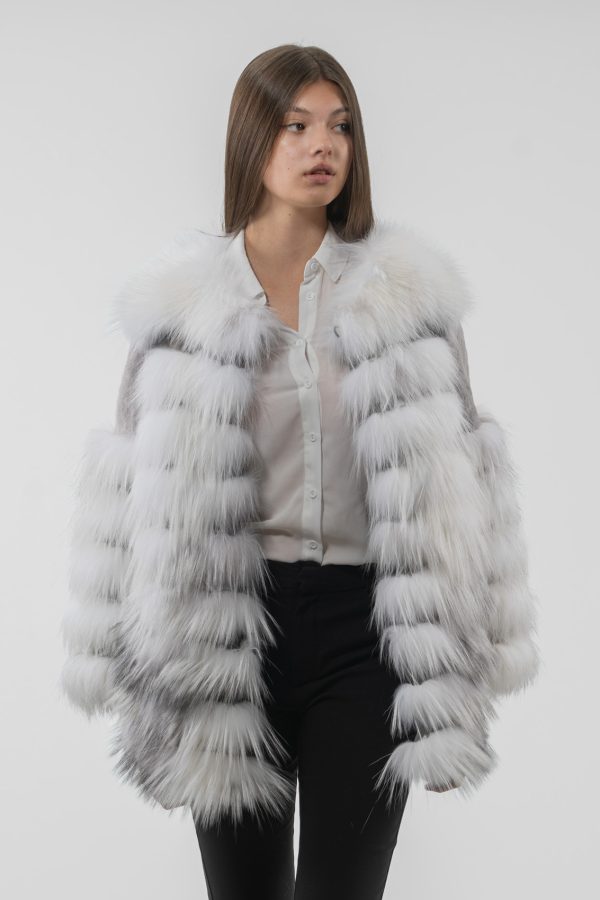 Black And White Fluffy Fox Fur Jacket