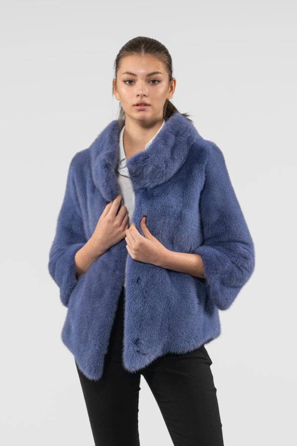 Lavender Blue Mink Fur Jacket
