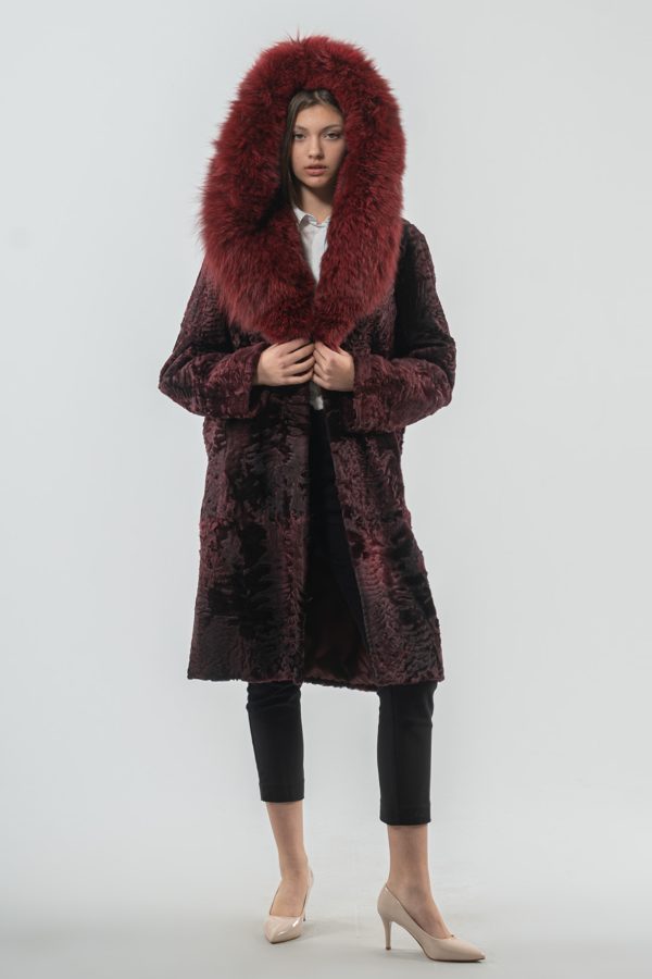 Astrakhan Fur Jacket With Fox Fur Hood