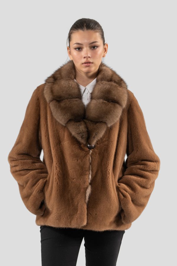 Mink Fur Jacket With Wide Sable Collar