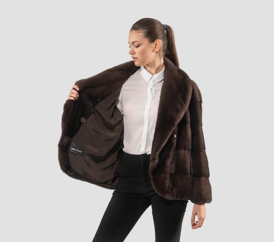 Brown Mink Fur Jacket With Side Closure