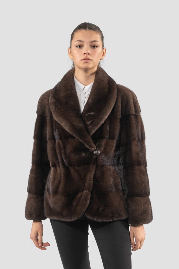 Brown Mink Fur Jacket With Side Closure