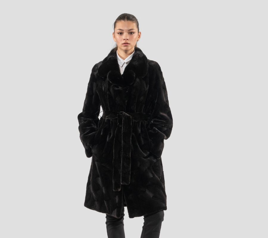 Black  Sheared Mink Fur Coat