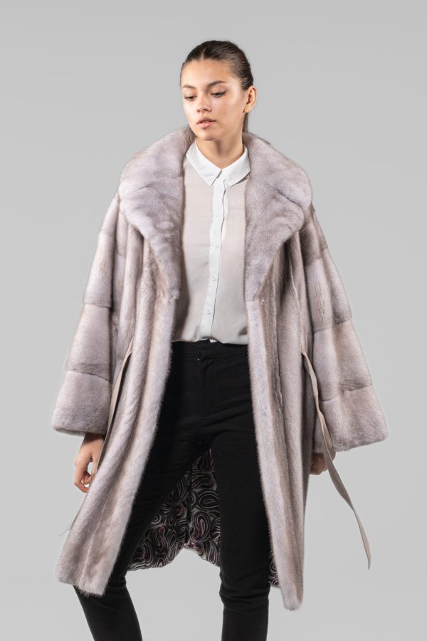 Ice Mink Fur Coat With Belt