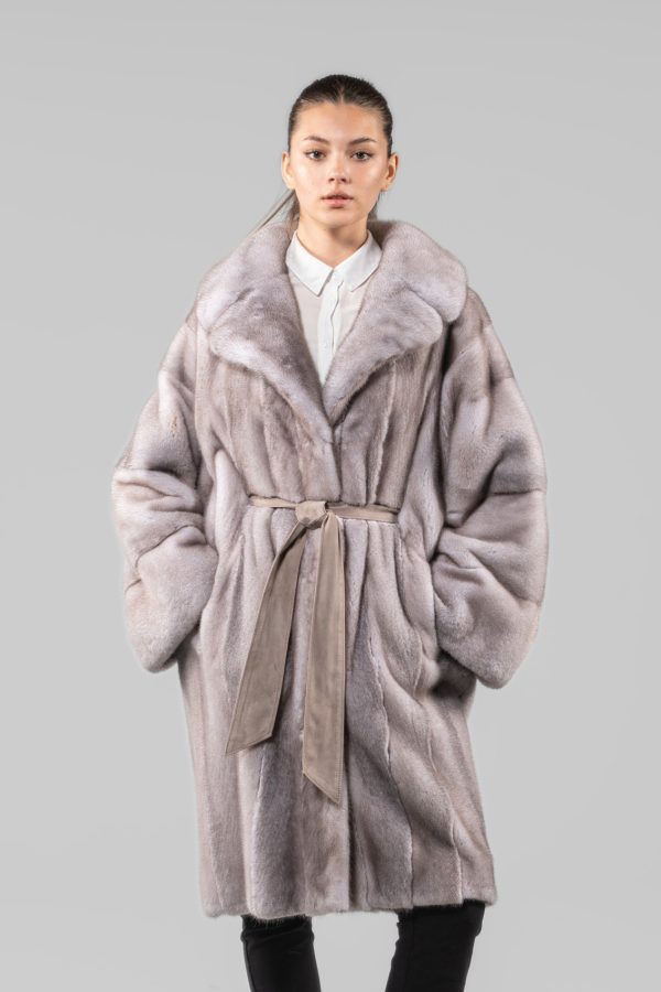 Ice Mink Fur Coat With Belt
