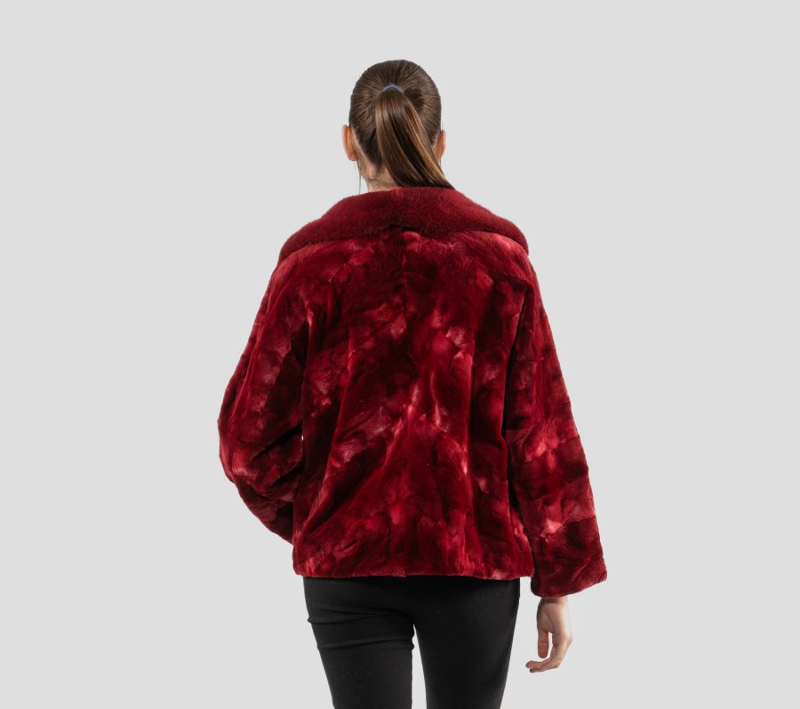 Cherry Red Sheared Mink Fur Jacket