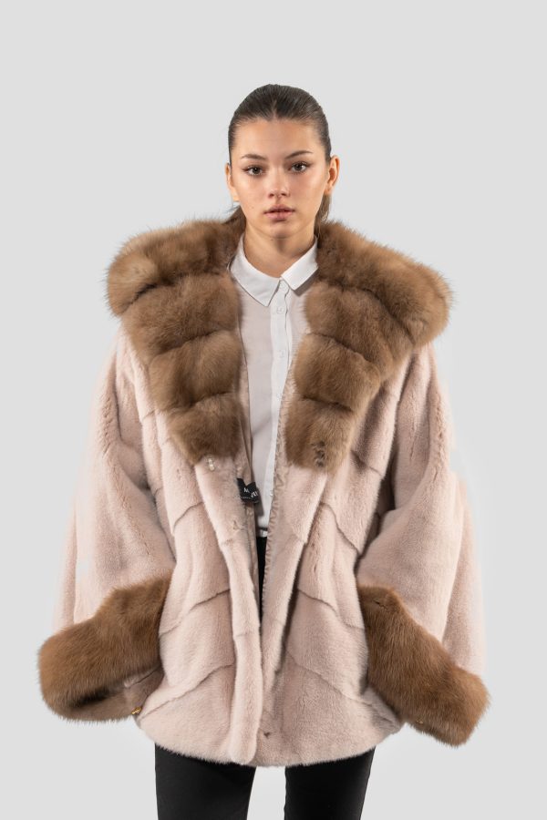 Hooded Mink Fur Jacket With Sable