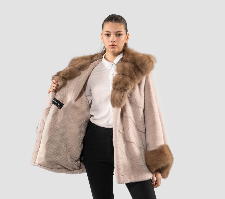 Hooded Mink Fur Jacket With Sable