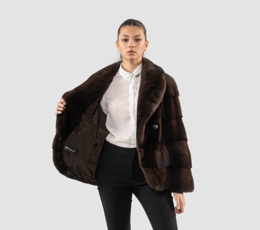 Brown Velvet Mink Fur Jacket