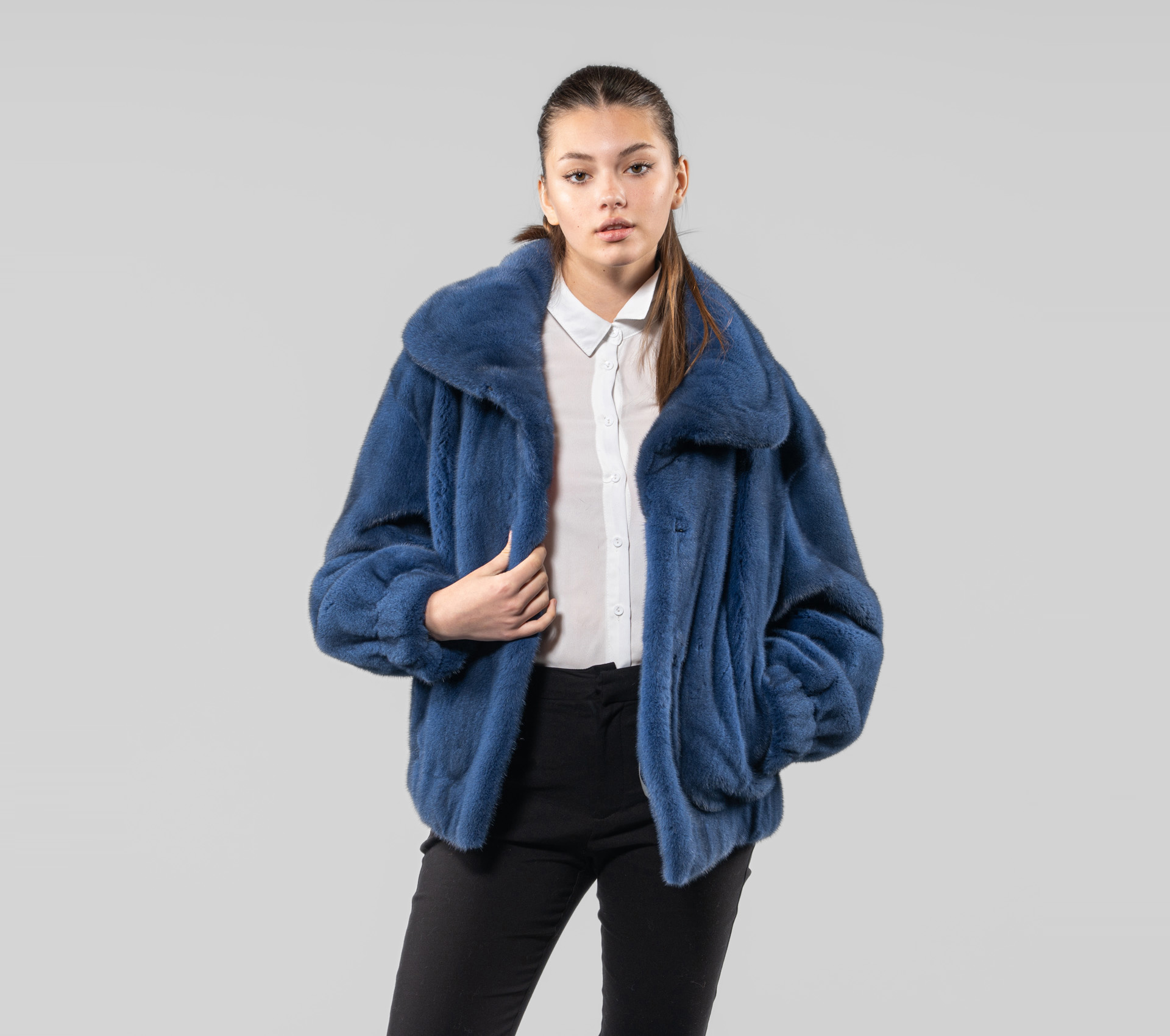 Navy Blue Mink Fur Jacket - 100% Real Fur Coats- Haute Acorn