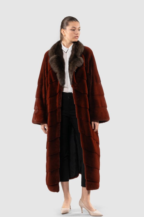Full Length Mink Fur Coat With Sable Collar