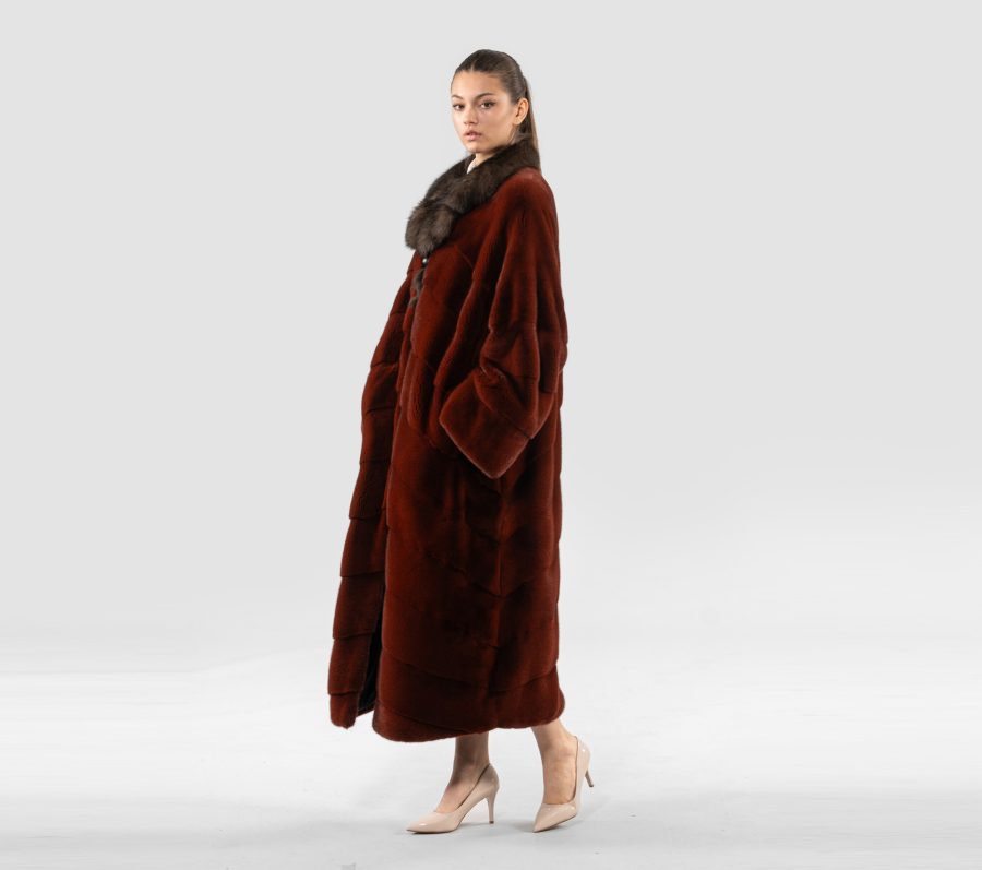 Full Length Mink Fur Coat With Sable Collar