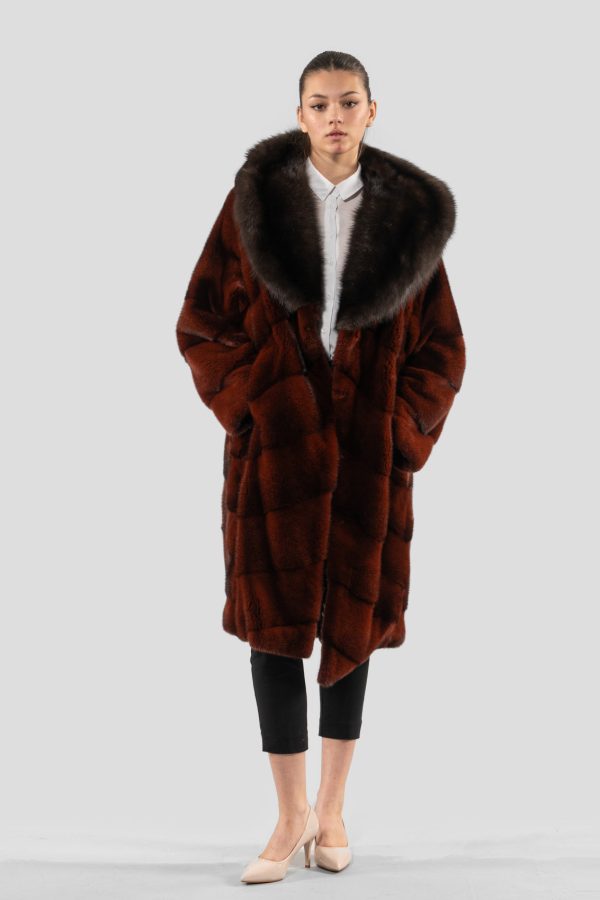 Mink Fur Coat With Sable Hood