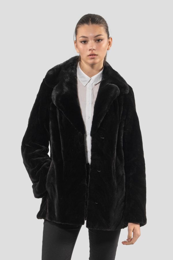 Black Sheared Short Mink Fur Jacket