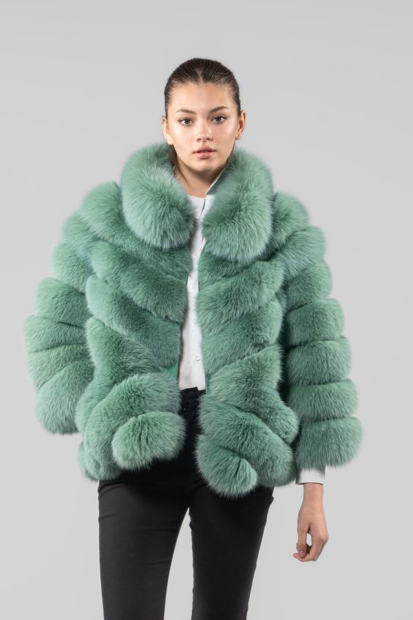 Zipper Green Fox Fur Jacket