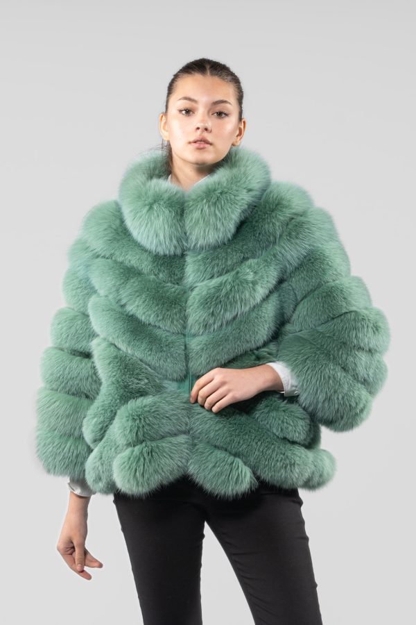 Zipper Green Fox Fur Jacket
