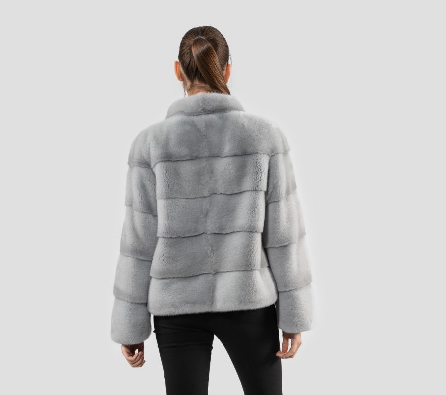 Light Grey Short Mink Fur Jacket