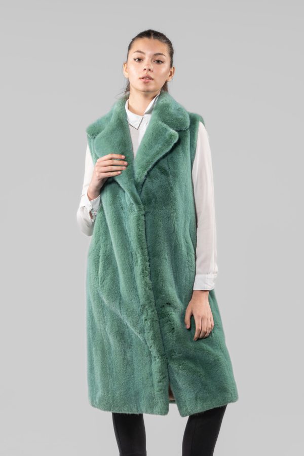 Green Long Mink Fur Jacket