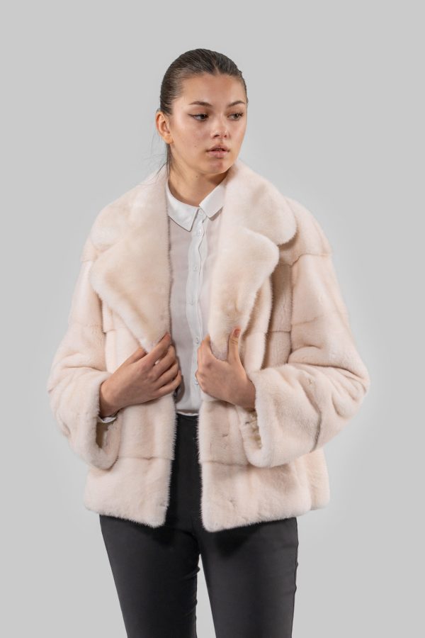 Pearl Mink Fur Jacket With Side Closure