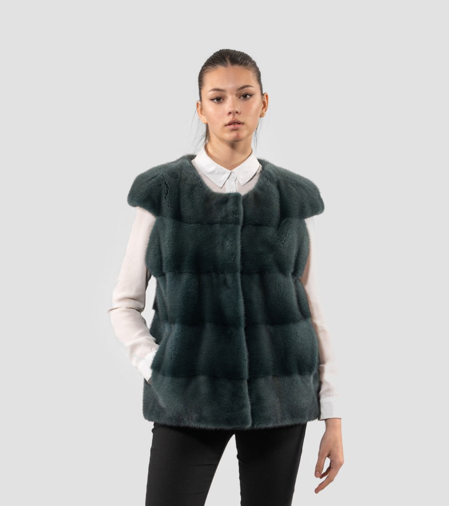 Green Short Mink Fur Vest