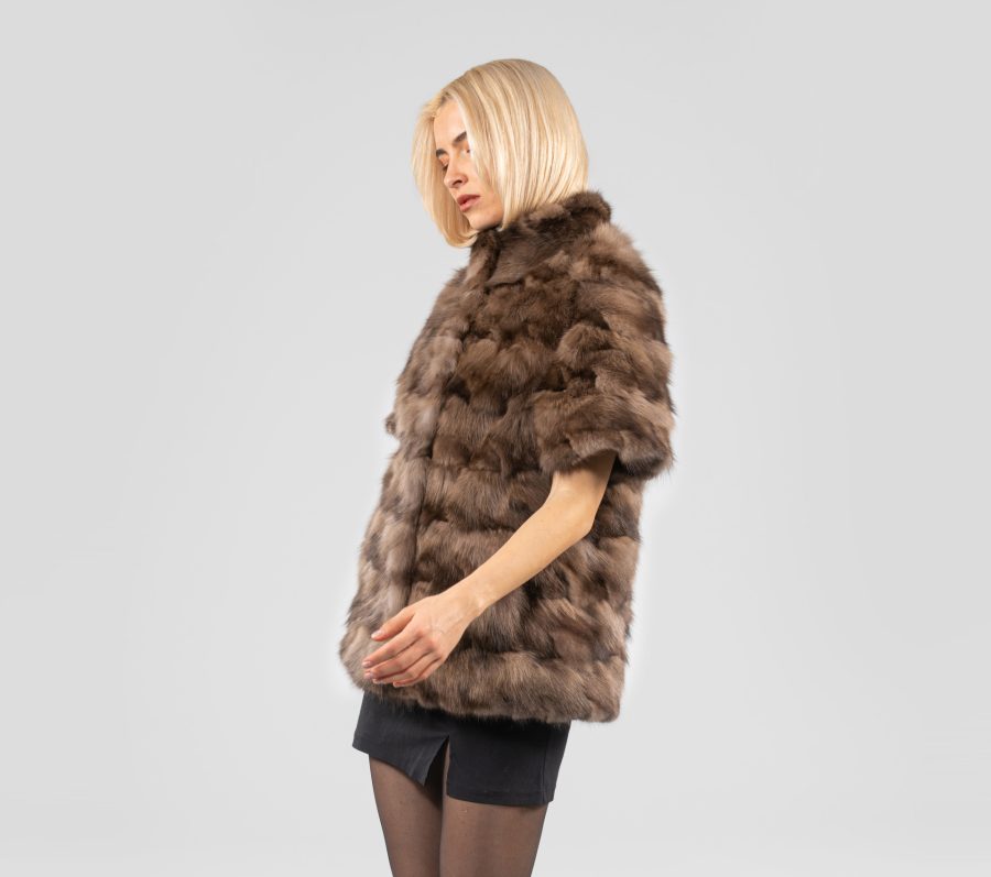 Russian Sable Fur Jacket With Short Sleeves